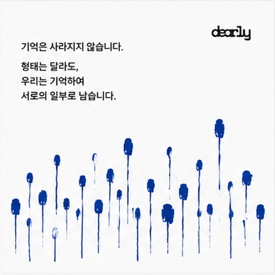 Dearly Instagram post with a row of blue flower-like traces