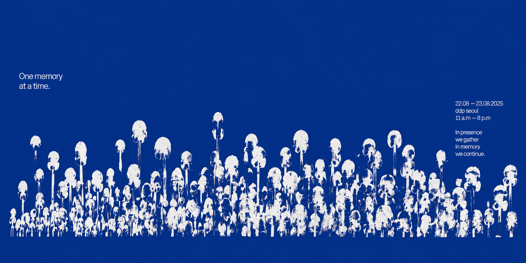 Long Dearly environmental graphic shown flat on a blue background