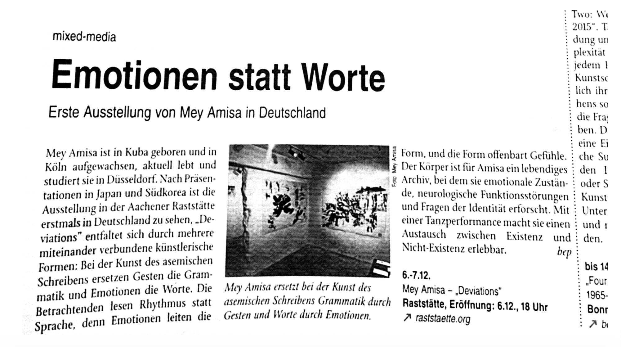 Newspaper article about the Deviations exhibition in Aachen