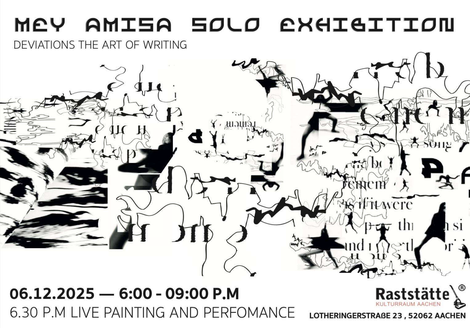 Poster for the Deviations solo exhibition at Raststätte Aachen