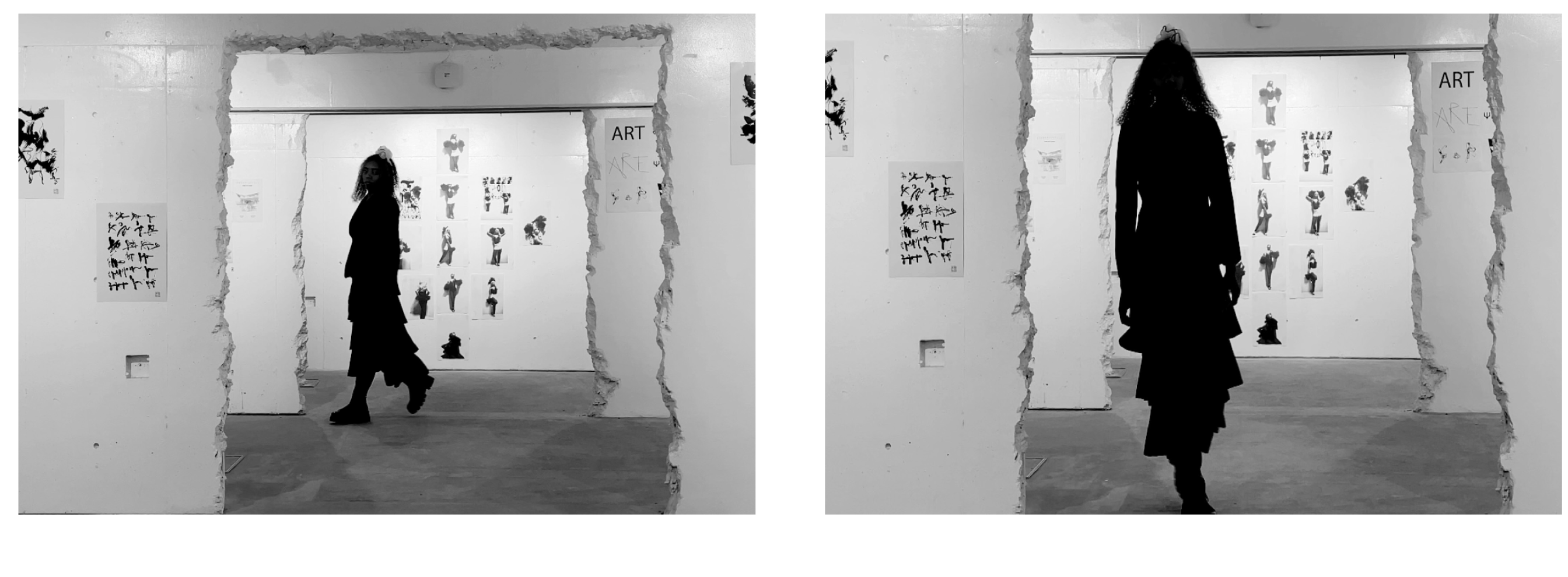 Two further walking views through the Studio Kan exhibition