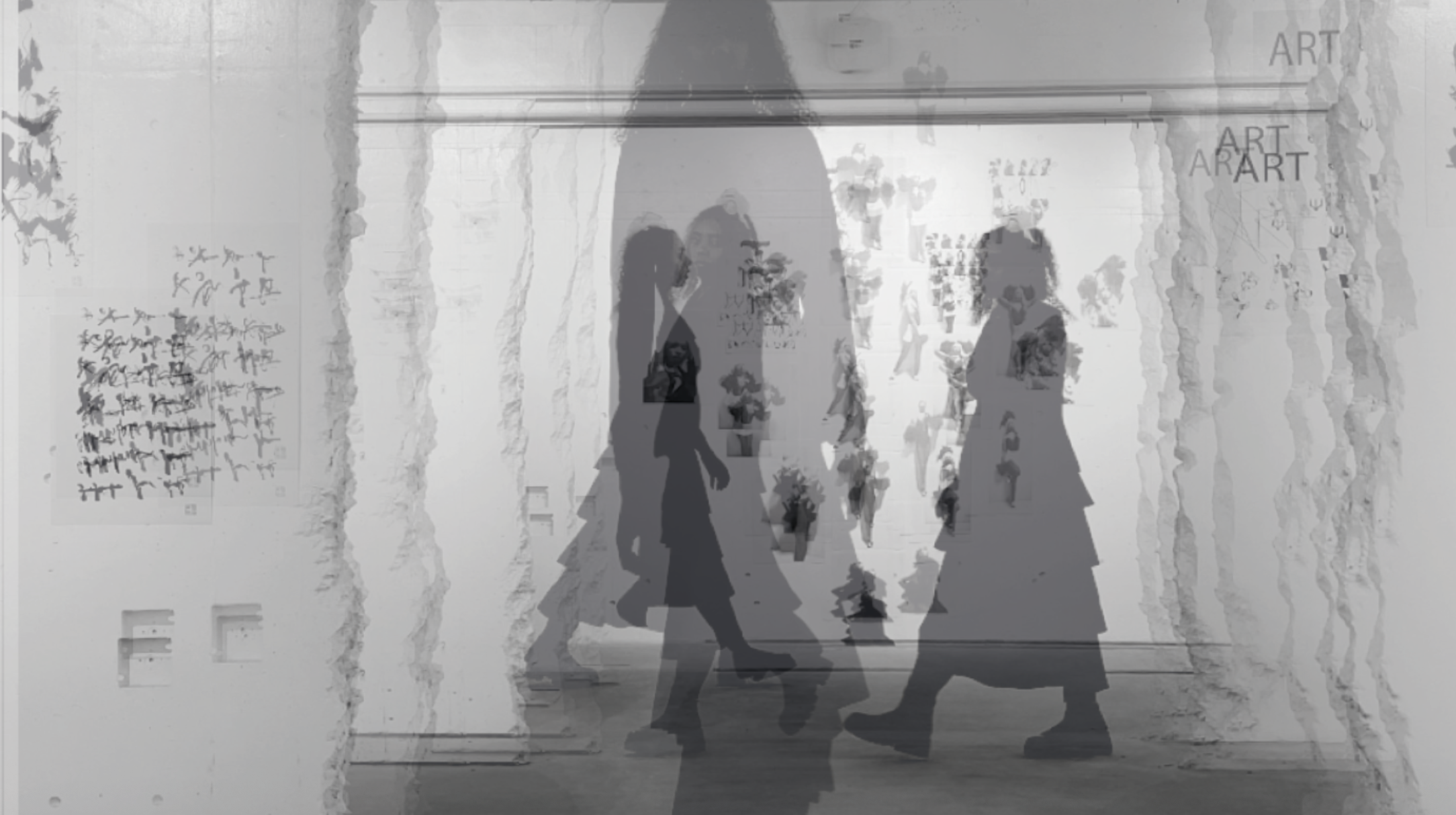 Layered walking sequence in the Studio Kan exhibition