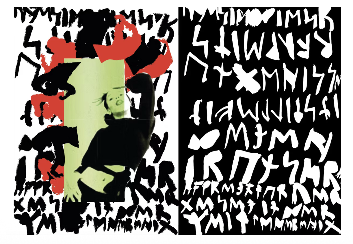 Red, green, black, and white body typography composition