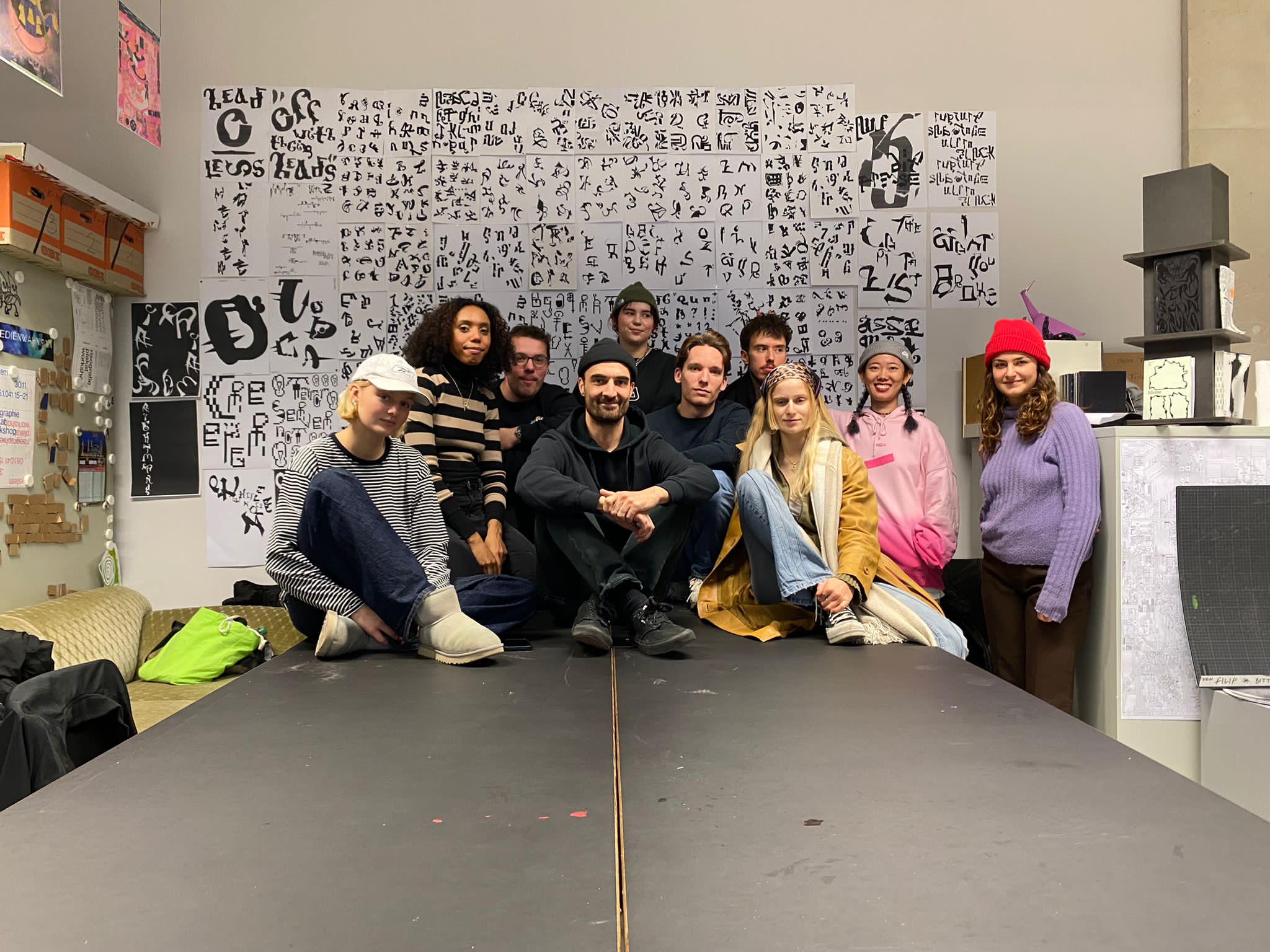 We Create Monsters workshop participants with their typographic experiments