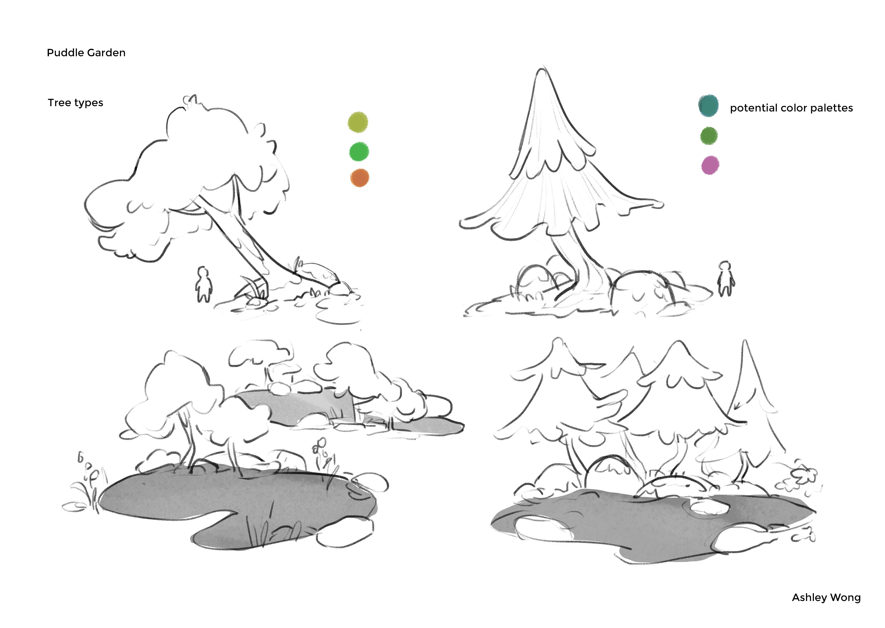 Puddle garden tree studies by Ashley Wong
