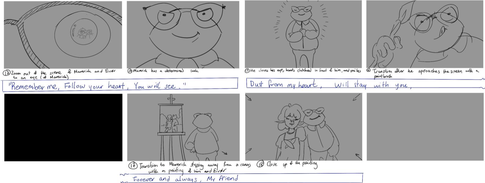 Ending song storyboard placeholder board