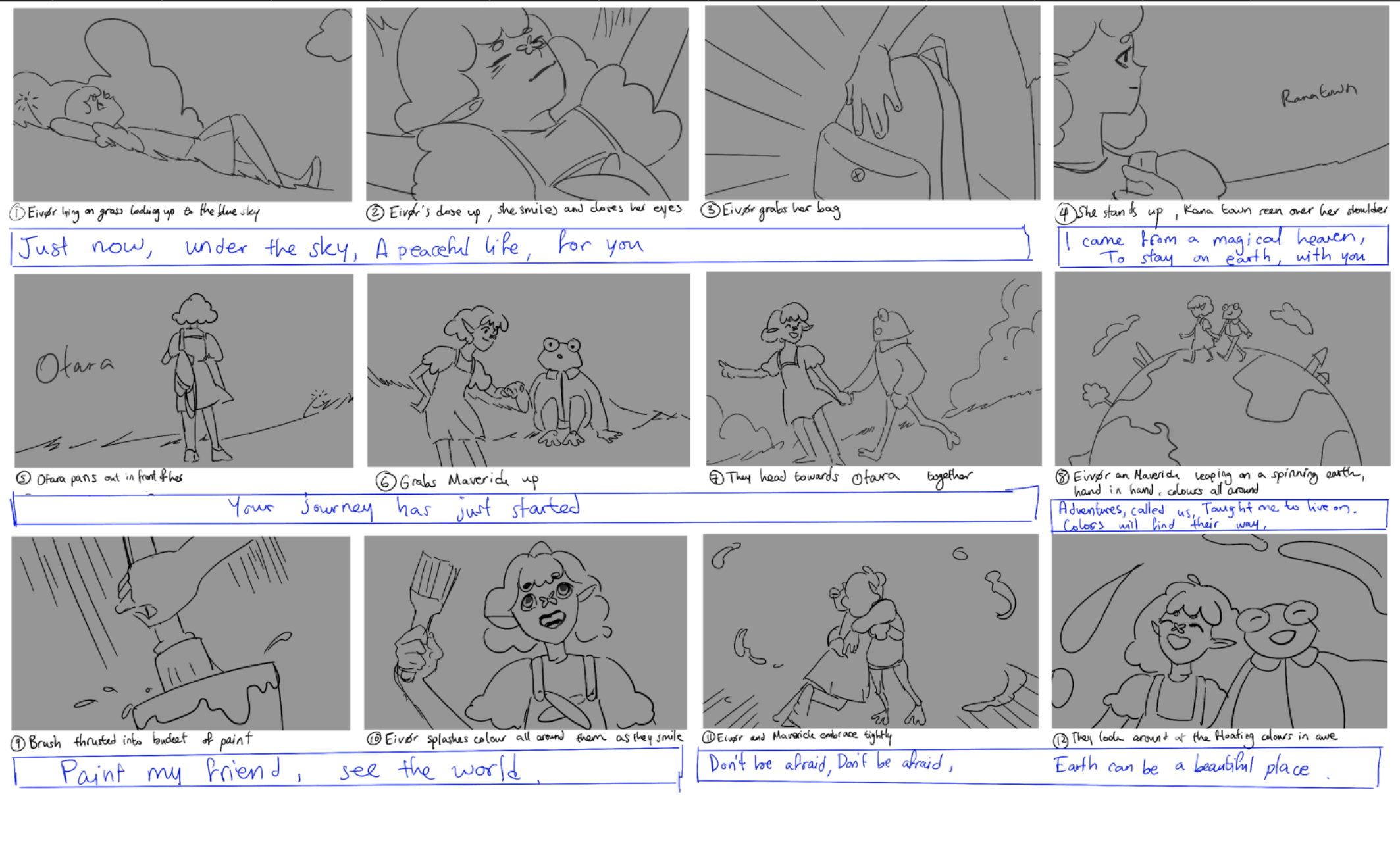 Ending song storyboard main board