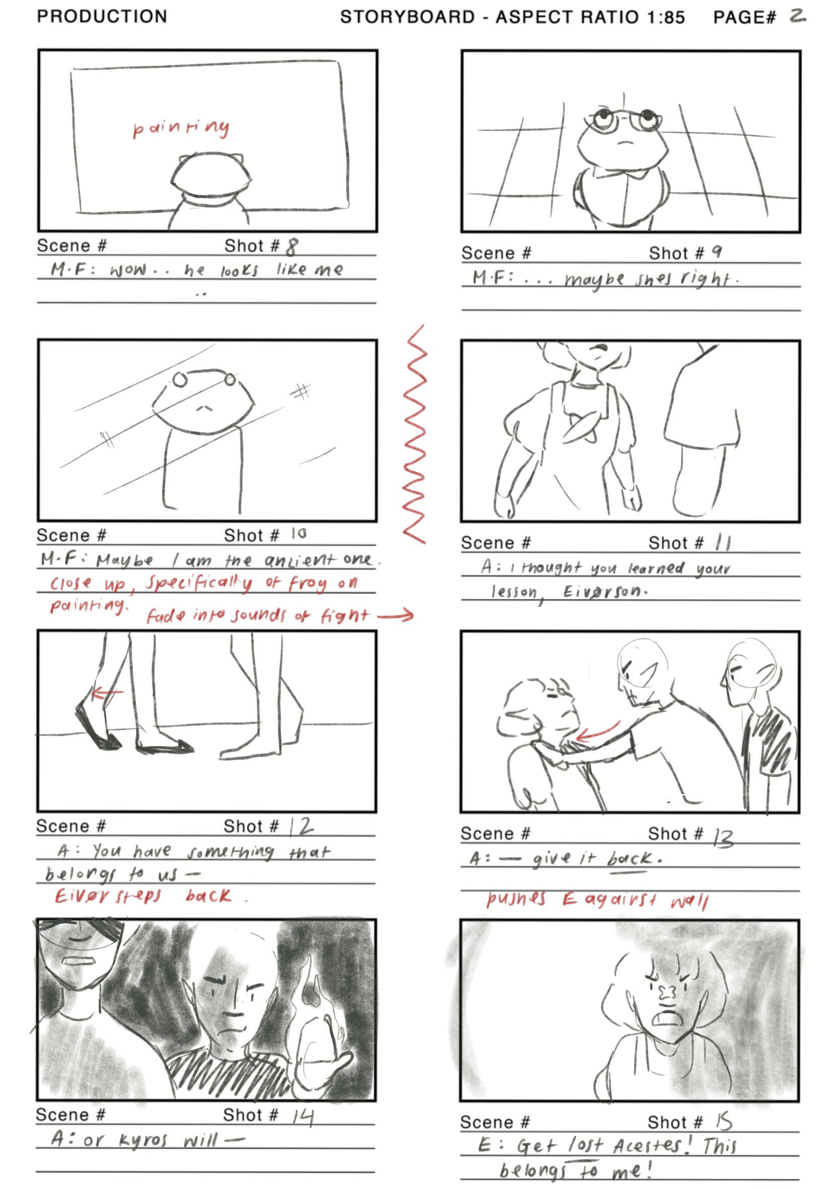 Scene 16 page 2 storyboard by Ellie Lazzarini