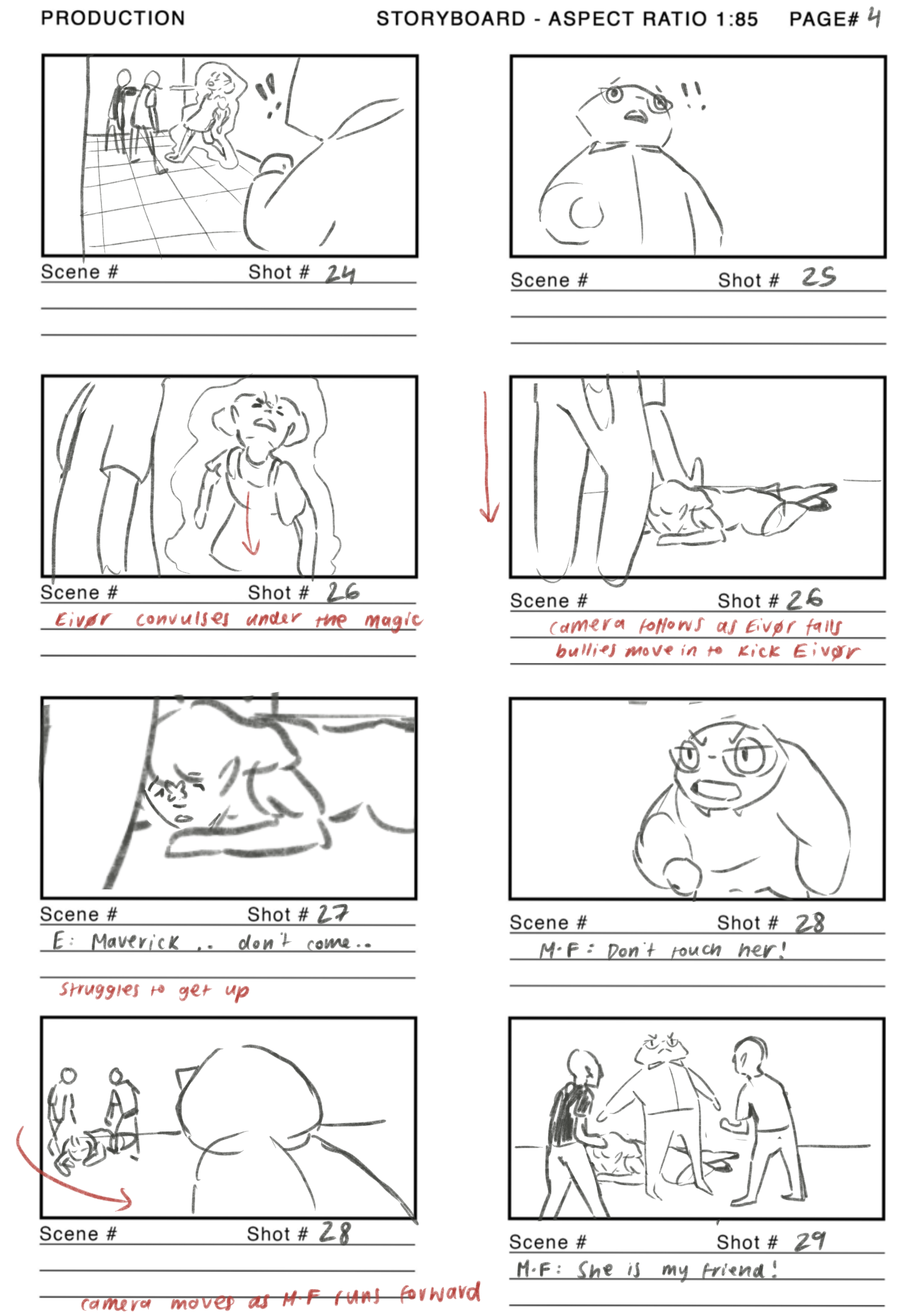 Scene 16 page 4 storyboard by Ellie Lazzarini