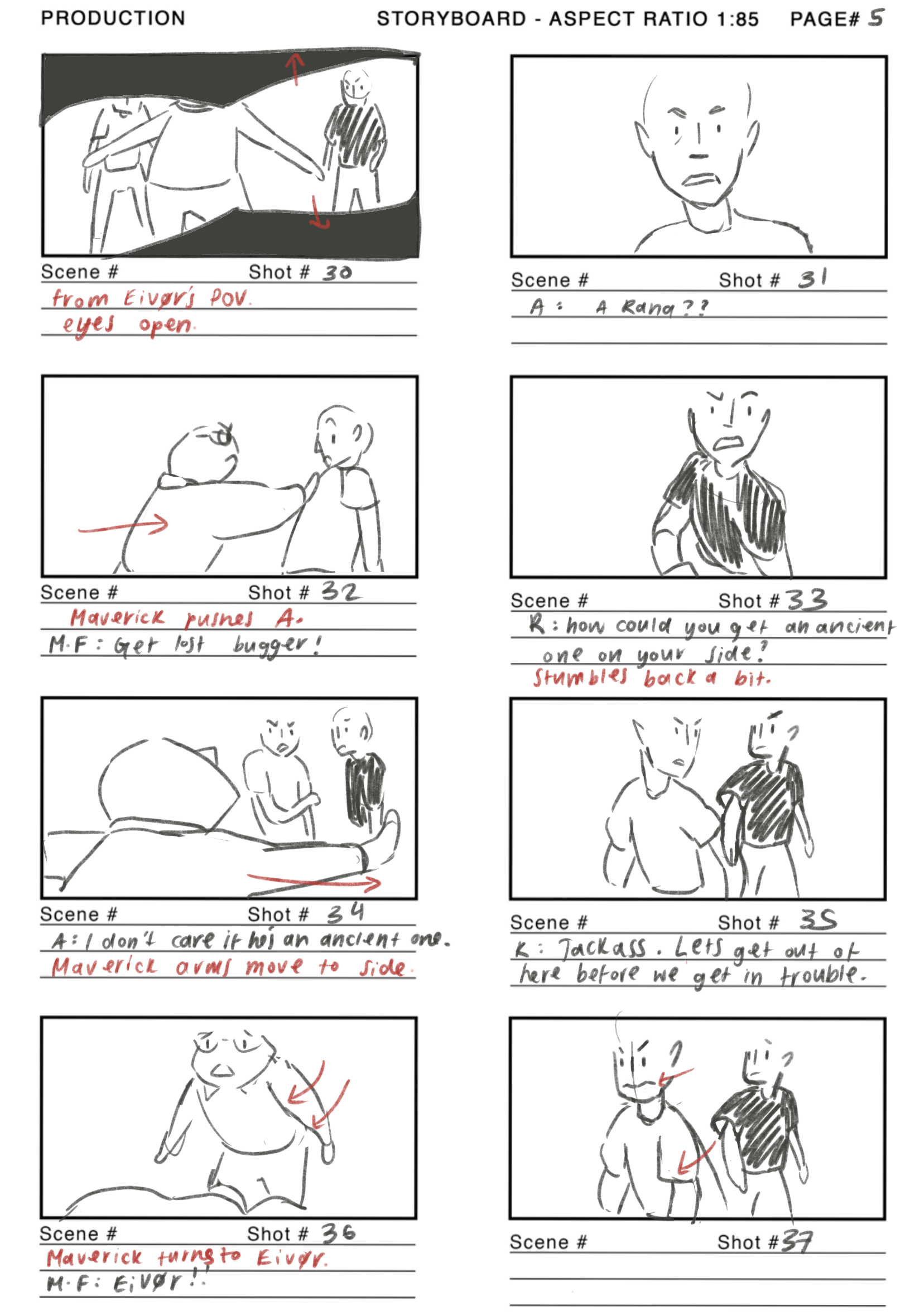 Scene 16 page 5 storyboard by Ellie Lazzarini