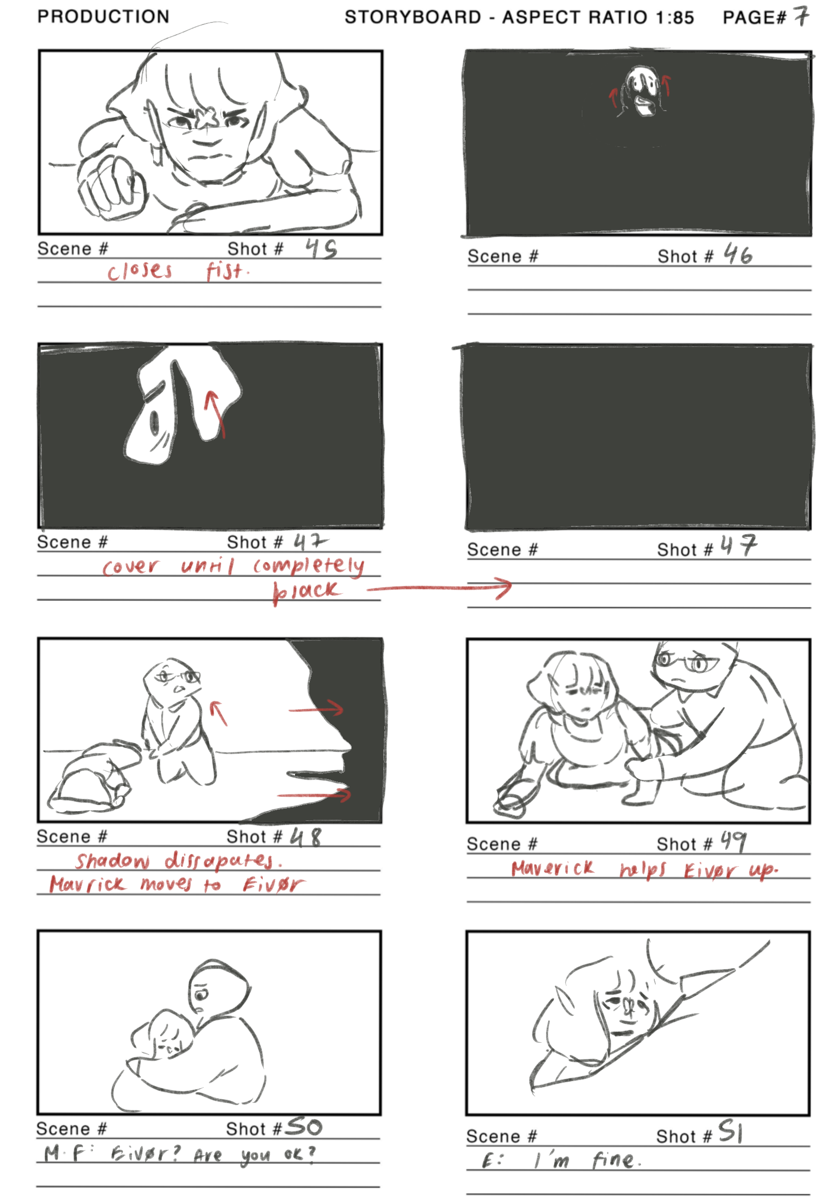Scene 16 page 7 storyboard by Ellie Lazzarini
