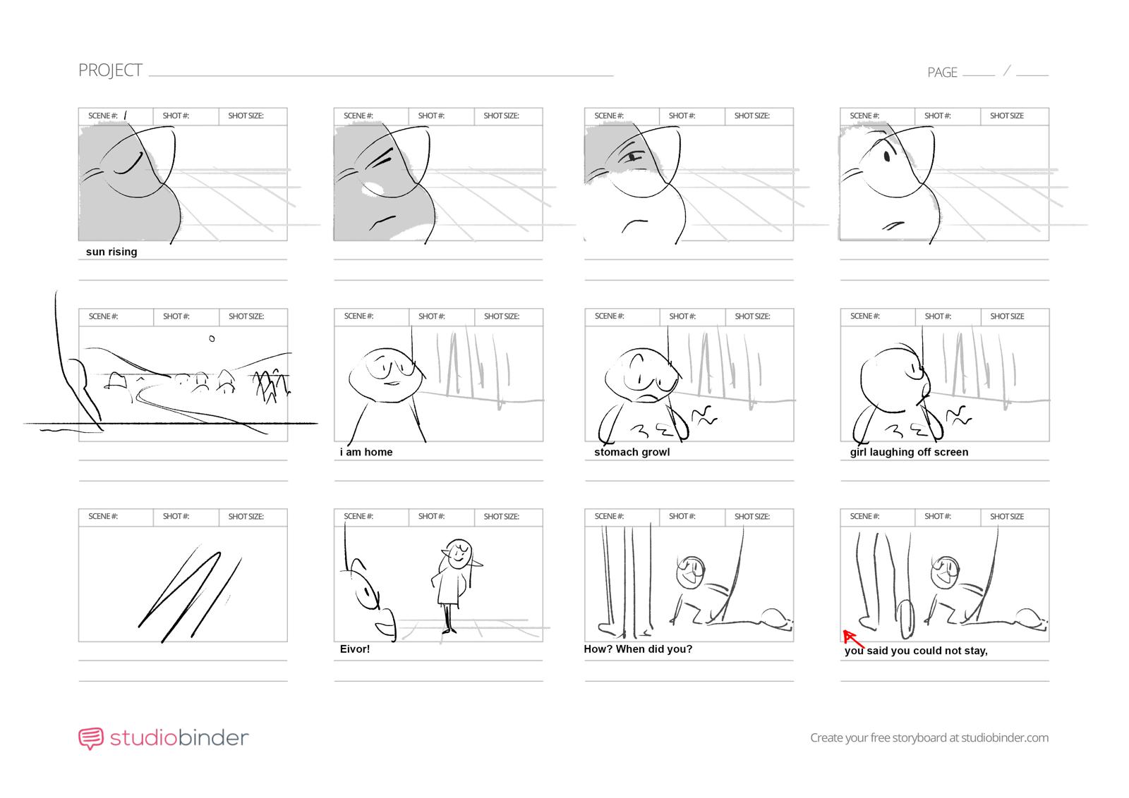 Eivor and Maverick film storyboard headline board 1